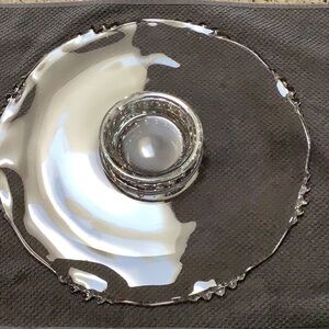 Vintage Indiana Glass Village Guild 14” Round Footed Torte Plate